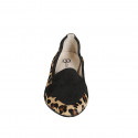 Woman’s pointed-toe suede loafer with black and animal-print detailing heel 2 - Available sizes:  32, 33, 34, 44, 45, 46