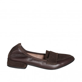 Mocassino a punta da donna in pelle e camoscio testa di moro tacco 2 - Misure disponibili: 32, 34, 35, 42, 44, 45, 46