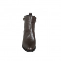 Woman’s dark brown leather ankle boots with strap, buckle and zip and heel 5 - Available sizes:  32, 33, 34, 35, 42, 43, 44, 45, 46
