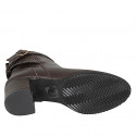 Woman’s dark brown leather ankle boots with strap, buckle and zip and heel 5 - Available sizes:  32, 33, 34, 35, 42, 43, 44, 45, 46