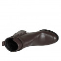 Woman’s dark brown leather ankle boots with strap, buckle and zip and heel 5 - Available sizes:  32, 33, 34, 35, 42, 43, 44, 45, 46