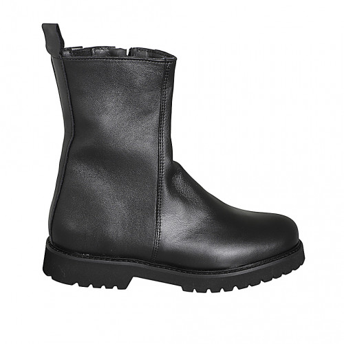 Woman’s black leather ankle boots with zip and heel 3 - Available sizes:  33, 42, 43, 46