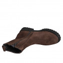 Woman’s dark brown suede ankle boots with zip and heel 3 - Available sizes:  33, 34, 44, 45, 46