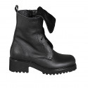 Woman’s black leather lace-up ankle boots with black shearling-trimmed leather cuff and heel 5 - Available sizes:  32, 33, 34, 42, 43, 44, 45