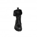 Woman’s black leather lace-up ankle boots with black shearling-trimmed leather cuff and heel 5 - Available sizes:  32, 33, 34, 42, 43, 44, 45