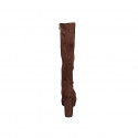 Botas para mujer con plataforma en gamuza y gamuza elástica marrón oscuro con cremallera, tacón 10 - Tallas disponibles:  33, 34, 35, 42, 43, 44, 45