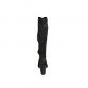 Botas para mujer en gamuza y gamuza elástica negra con cremallera, tacón 7 - Tallas disponibles:  33, 34, 35, 42, 43, 44