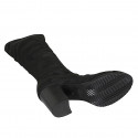 Botas para mujer en gamuza y gamuza elástica negra con cremallera, tacón 7 - Tallas disponibles:  33, 34, 35, 42, 43, 44