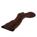 Botas para mujer en gamuza y gamuza elástica marrón oscuro con cremallera, tacón 7 - Tallas disponibles:  33, 34, 42, 43, 44