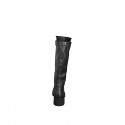 Botas para mujer en piel y piel elástica negra con cremallera, tacón 5 - Tallas disponibles:  32, 33, 34, 43, 44