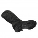 Botas para mujer en piel y piel elástica negra con cremallera, tacón 5 - Tallas disponibles:  32, 33, 34, 43, 44