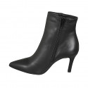 Woman’s black pointed-toe leather ankle boots with zip and heel 7 - Available sizes:  33, 34, 35, 42, 45