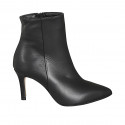 Woman’s black pointed-toe leather ankle boots with zip and heel 7 - Available sizes:  33, 34, 35, 42, 45