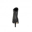 Woman’s black pointed-toe leather ankle boots with zip and heel 7 - Available sizes:  33, 34, 35, 42, 45