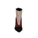 Woman’s pointed-toe ankle boots in taupe, maroon and black suede with zip and heel 10 - Available sizes:  32, 33, 34, 35, 42, 45