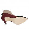Woman’s pointed-toe ankle boots in taupe, maroon and black suede with zip and heel 10 - Available sizes:  32, 33, 34, 35, 42, 45