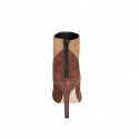 Woman’s dark brown, brown and cognac suede ankle boot, with back zipper and heel 10 - Available sizes:  32, 33, 35, 42, 43, 44, 45