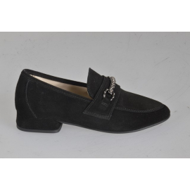 Woman’s pointed-toe black suede loafers with decorative embellishment and rhinestones heel 2 - Available sizes:  32, 33, 34, 35, 42, 43, 44, 45, 46