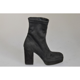Stivaletto da donna in camoscio e camoscio stretch nero con plateau e cerniera tacco 10 - Misure disponibili: 32, 33, 34, 42, 43, 44, 45, 46
