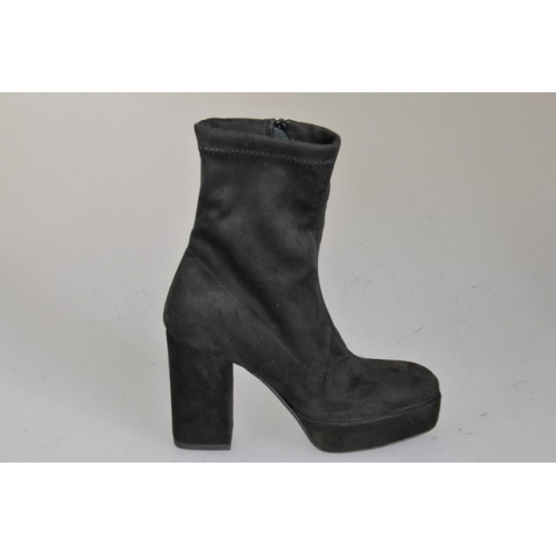 Stivaletto da donna in camoscio e camoscio stretch nero con plateau e cerniera tacco 10 - Misure disponibili: 32, 33, 34, 42, 43, 44, 45, 46