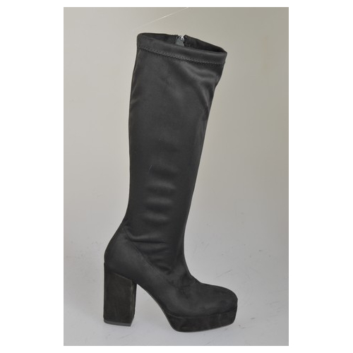 Bottes pour femmes en daim et daim stretch noir, avec plateau, fermeture éclair et talon 10 - Pointures disponibles:  32, 33, 34, 35, 42, 43, 44, 45, 46