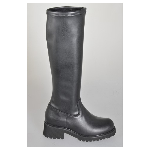 Bottes pour femmes en cuir noir avec tige en cuir stretch noir, talon 5 - Pointures disponibles:  32, 33, 34, 42, 43, 44, 45, 46