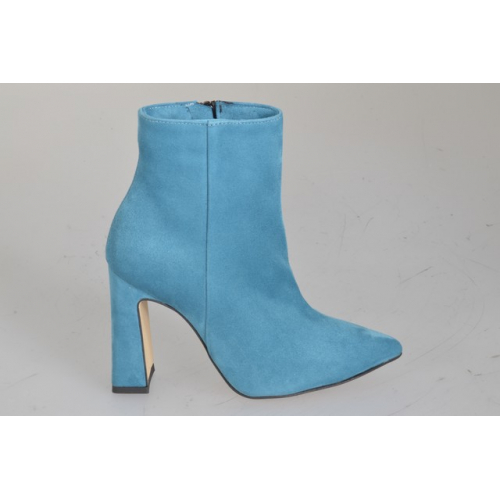 Woman’s petrol green suede pointed-toe ankle boots with zipper and block heel 9 - Available sizes:  32, 33, 34, 35, 42, 43, 44, 45