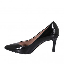 Escarpin à bout pointu pour femmes en cuir verni noir avec talon 7 - Pointures disponibles:  31, 32, 33, 34, 42, 43, 44, 45 2