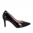 Décolleté a punta da donna in vernice nera con tacco 7 - Misure disponibili: 31, 32, 33, 34, 42, 43, 44, 45