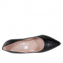Zapato de salon a punta para mujer en charol negro con tacon 7 - Tallas disponibles:  31, 32, 33, 34, 42, 43, 44, 45