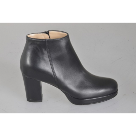 Bottines à plateforme pour femmes en cuir noir avec fermeture éclair, talon 7 - Pointures disponibles:  32, 33, 34, 42, 43, 44, 45, 46, 47