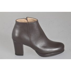 Bottines à plateforme pour femmes en cuir marron foncé avec fermeture éclair, talon 7 - Pointures disponibles:  32, 33, 34, 42, 43, 44, 45, 46, 47