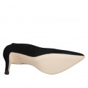 Woman's pointy pump in black suede heel 7 - Available sizes:  31, 32, 34, 35, 42, 43, 44, 45
