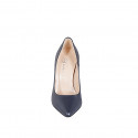 Zapato de salon puntiagudo para mujer en piel azul con tacon 10 - Tallas disponibles:  31, 32, 33, 34, 35, 42, 43, 44, 45
