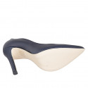 Décolleté a punta da donna in pelle blu con tacco 10 - Misure disponibili: 31, 32, 33, 34, 35, 42, 43, 44, 45