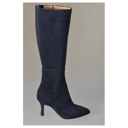 Woman’s pointed-toe midnight blue suede boots with zipper, heel 7 - Available sizes:  32, 33, 34, 42, 43, 44, 45