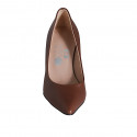 Escarpin pour femmes à bout pointu en cuir marron talon 7 - Pointures disponibles:  31, 32, 33, 34, 42, 43, 44, 45