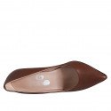 Escarpin pour femmes à bout pointu en cuir marron talon 7 - Pointures disponibles:  31, 32, 33, 34, 42, 43, 44, 45