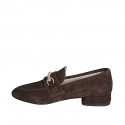 Woman’s pointed-toe dark brown suede loafers with decorative embellishment and rhinestones heel 2 - Available sizes:  33, 34, 42, 43, 44, 45, 46