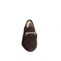 Woman’s pointed-toe dark brown suede loafers with decorative embellishment and rhinestones heel 2 - Available sizes:  33, 34, 42, 43, 44, 45, 46