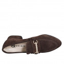 Woman’s pointed-toe dark brown suede loafers with decorative embellishment and rhinestones heel 2 - Available sizes:  33, 34, 42, 43, 44, 45, 46