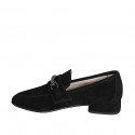 Woman’s pointed-toe black suede loafers with decorative embellishment and rhinestones heel 2 - Available sizes:  33, 34, 35, 42, 44, 45, 46