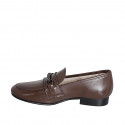 Woman’s dark brown leather loafers with decorative embellishment and rhinestones heel 2 - Available sizes:  33, 34, 42, 43, 44, 45