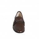 Woman’s dark brown leather loafers with decorative embellishment and rhinestones heel 2 - Available sizes:  33, 34, 42, 43, 44, 45