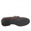Woman’s dark brown leather loafers with decorative embellishment and rhinestones heel 2 - Available sizes:  33, 34, 42, 43, 44, 45