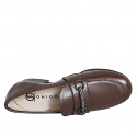 Woman’s dark brown leather loafers with decorative embellishment and rhinestones heel 2 - Available sizes:  33, 34, 42, 43, 44, 45