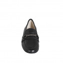Woman’s black leather loafer with decorative accessory and rhinestones heel 2 - Available sizes:  42, 43, 45, 46