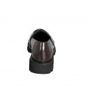 Woman’s dark brown polished leather loafer, heel 3 - Available sizes:  34, 42, 43, 44, 45, 46