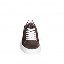 Woman’s lace-up sneakers with side zipper in dark brown suede with spotted print, removable insole wedge 4 - Available sizes:  32, 33, 34, 35, 42, 43, 44, 45, 46
