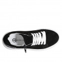 Woman’s black suede lace-up sneakers with side zipper, striped print, removable insole and wedge 4 - Available sizes:  32, 33, 35, 42, 43, 44, 45, 46